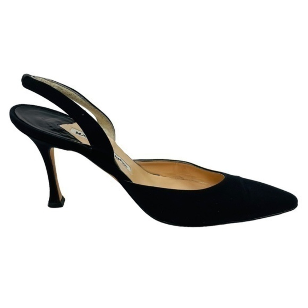 MANOLO BLAHNIK Carolyne Slingback Black | Size 35.5 | Black Fabric | EUC - Picture 4 of 14